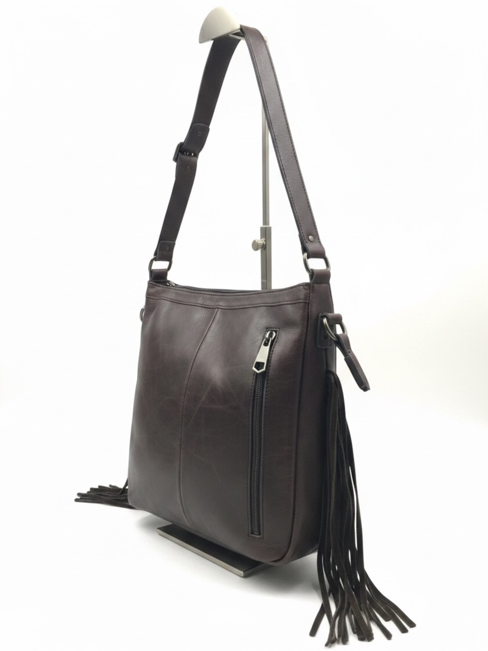 Montana West Black & White Cowhide Fringe Crossbody Bag - Picture 6 of 11